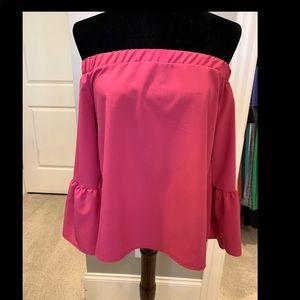 Dark Pink strapless 3/4” sleeve blouse